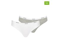 NUR DIE Damen Soft Slip Sportiv 2er Pack - graumelange/weiß - Größe 48-50
