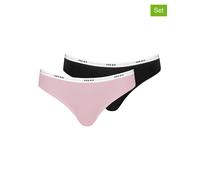 NUR DIE Slip 2-Pack Soft Sportiv - schwarz/rose - Größe 40-42