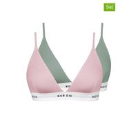 NUR DIE Soft-BH 2-Pack Sportiv - khaki/rose - Größe 36-38