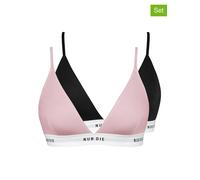 NUR DIE Soft-BH 2-Pack Sportiv - schwarz/rose - Größe 36-38