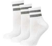 NUR DIE 3er Pack Sport Kurzsocken gepolsterte Sohle Tennissocken Baumwolle | Retro Design Knöchelhohe Socken Weich Atmungsaktiv Bequem 3 Paar Crew Sportsocken Damen Herren Unisex Weiß Schwarz Grau Bunt