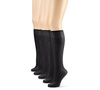 Nur Die 5er Pack Knie Seidenfein 15 DEN transparente Nylon Fein-Kniestrümpfe seidig glänzend breiter Komfortbund Damen, schwarz, one size