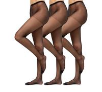 Nur Die Damen 3er Pack Supersitz Color 20 DEN Größen transparente Fein Matte Optik Nylon bequemer Bund Strumpfhosen, schwarz, 46-48