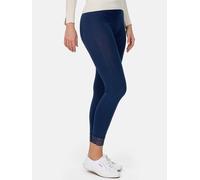 NUR DIE Damen 7/8 Leggings mit Spitze aus Baumwolle - Relax & Go - dunkelblau - Größe 40-42