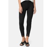 NUR DIE Damen 7/8 Leggings mit Spitze aus Baumwolle - Relax & Go - schwarz - Größe 40-42