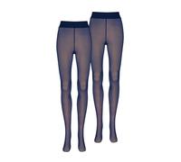 NUR DIE Damen Feinstrumpfhose Warm & Transparent 2-Pack dunkelblau Größe 38-40