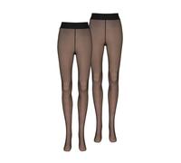 NUR DIE Damen Feinstrumpfhose Warm & Transparent 2-Pack schwarz Größe 44-48