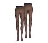 NUR DIE Damen Feinstrumpfhose Warm & Transparent Print 2-Pack polkadots Größe 38-40