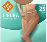 Nur Die Figura 25 DEN Shaping-Strumpfhose transparente glänzende Feinstrumpfhose breiter Komfortbund Bauch-Weg Damen, schwarz, M