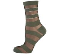 Nur Die Damen Freizeitsocken 1-Pack Trendsöckchen Söckchen Füßlinge Transparent modernes Design angenehme Passform - khaki Streifen - Größe 39-42