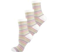 Nur Die Damen Freizeitsocken 3-Pack Trendsöckchen Söckchen Füßlinge Transparent modernes Design angenehme Passform - blau/mint Ringel - Größe 39-42