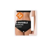 NUR DIE Damen Panty Invisible Seamless Lace 2-Pack weiss - Größe 36-38