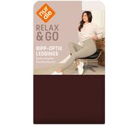 NUR DIE Damen Leggings in Ripp-Optik - Relax & Go - dunkelbraun - Größe 44-46