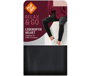 NUR DIE Damen Leggings in Velvet Lederoptik - Relax & Go - schwarz - Größe 40-42