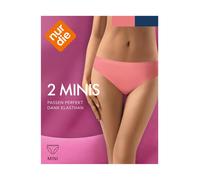 NUR DIE Damen Mini Slip 2er Pack - ashrose-vintageindigo - Größe 44-46