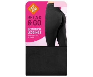 NUR DIE Damen Scrunch Leggings - Relax & Go - schwarz - Größe 32-34