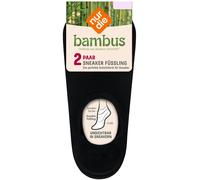 NUR DIE Damen Sneaker Füßlinge Bambus¹ 2er Pack - schwarz - Größe 35-38