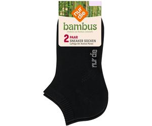 NUR DIE Damen Sneakersocken Bambus¹ 2er Pack - schwarz - Größe 39-42