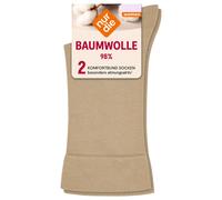 NUR DIE Damen Socken Baumwolle 98% Komfortbund 2er Pack - leinen - Größe 39-42