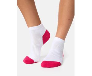NUR DIE Damen Sport Sneaker Socken - 3er Pack - weiß/pink - Größe 35-38