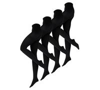 NUR DIE Damen Strumpfhose Flauschige Baumwolle 100 DEN 4-Pack schwarz - Größe 38-40