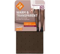 NUR DIE Damen Strumpfhose Warm & Transparent strapazierfähig 80 DEN Print - Punktedesign - Größe 40-44