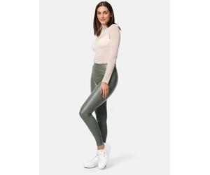 NUR DIE Damen Vegane Leggings in Leder-Optik - Relax & Go - olive - Größe 32-34