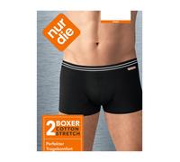 NUR DIE Herren 2er Pack Boxershorts Cotton Stretch - schwarz - Größe 6 | L | 52