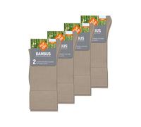 NUR DIE Herren Freizeitsocken Bambus Komfortbund 8-Pack beigegrau - Größe 43-46