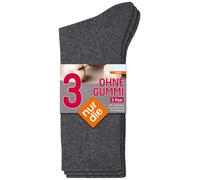 NUR DIE Herren Socken Ohne Gummi 3er Pack - mittelgraumelange - Größe 43-46
