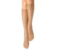 Nur Die Knie Seidenfein 15 DEN transparente Nylon Fein-Kniestrümpfe seidig glänzend breiter Komfortbund Damen, bronze, one size