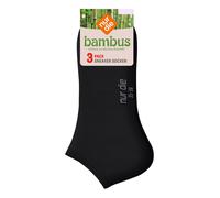 NUR DIE Unisex Sneakersocken Bambus¹ 3er Pack - schwarz - Größe 35-38