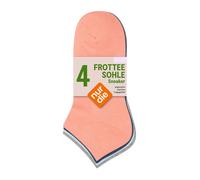 NUR DIE Unisex Sneakersocken Frotteesohle 4er Pack - mixblau-grau-pink - Größe 43-46