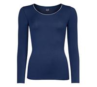 NUR DIE X Kilian Kerner Damen Longsleeve Micromodal Glitzer-Abschluss - dunkelblau - Größe 36-38