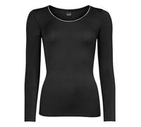 NUR DIE X Kilian Kerner Damen Longsleeve Micromodal Glitzer-Abschluss - schwarz - Größe 36-38