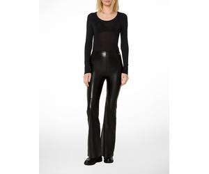 NUR DIE x KILIAN KERNER Damen Vegane Flared Leggings in Leder-Optik - schwarz - Größe 40-42