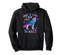 Nur EIN Mädchen, das Wölfe liebt. Aquarell-Wolf Pullover Hoodie