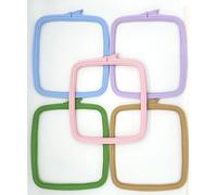 Nurge 5 x große quadratische Stickrahmen aus Kunststoff, Kreuzstichrahmen, Stanznadelrahmen, mehrfarbig