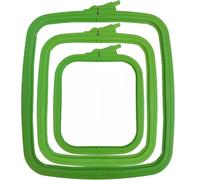 Nurge Quadratischer Stickrahmen - Kunststoff Kreuzstichrahmen für Nadelspitze & Stickerei - Verstellbarer Bastelrahmen - Grün - 3 Stück