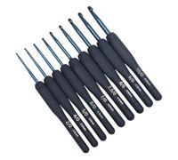 Nurila 9 Stück Häkelnadel, Schwarz Häkelnadeln Set, 14cm Crochet Hook, Ergonomische Häckelnadel für Häkeln, Geeignet für Anfänger und Häkelbegeisterte (2.0/2.5/3.0/3.5/4.0/4.5/5.0/5.5/6.0mm)