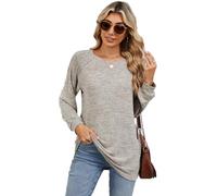 Nutria Damen Pullover Langarm Häkelpullover Rundhausschnitt Strickpullover Bequem Oberteil Winter Herbst D12