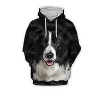 NVBFD Unisex 3D Druck Hoodie Kapuzenpullover,Männer Frauen Hoodies 3D Lustige Border Collie Gedruckt Schwarze Hoodies Kapuzenpullover Pullover Mit Tasche Sweatshirts Studentenpaar