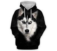 NVBFD Unisex 3D Druck Hoodie Kapuzenpullover,Sweatshirt Für Männer Frauen Langarm-Pullover Husky-Muster Schwarz Fallen 3D-Druck Hoodie Mit Tasche Hoodies Studentenpaare Freund,4XL