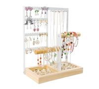 NVIYAM Schmuckständer Schmuckhalter, Kettenhalter Ohrring ständer Schmuck Organizer mit Holz Base, Uhrenständer Schmuckaufbewahrung für Ringe, Ohrringe, Halsketten, Armbänder, Uhren