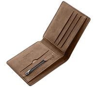 NVOQILIN Dünne Herren-Geldbörse aus Leder, mit Kartenfächern, Geldscheinfächern, Münzfach für Arbeit, Business, minimalistische Geldbörsen, minimalistische Geldbörsen, braun, Mass Beauty