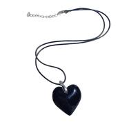 NVOQILIN Zarte Herz-Halskette verziert mit natürlichem Harz-Charm, PU-Lederkette, Unisex, Modeschmuck, Liebesherz-Halskette für Frauen, Form, Kristall-Charm-Anhänger, Choker, One Size, Wie beschrieben