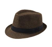 nvtuuer CurlyStraw Hat Herren Jazz Top Sun Outdoor Atmungsaktiver Hut Leinenhut Hut Baseballmützen Hüte Herren Sommer (Coffee, One Size)
