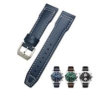 NVVVNX 20 mm 21 mm Rindsleder-Armband, geeignet für IWC-Fliegeruhren, Portugieser-Armbänder, Mark 18, weiches blaues Armband(Blue White Pin,20mm)