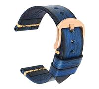 NVVVNX Maikes Echtes Leder Armband Für Galaxy Uhr Band 20mm 22mm 24mm Uhr Band Tissote Timex Omega Handgelenk armbänder(Deep Blue-Roes,24mm)