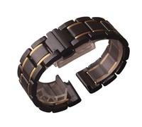 NVYRFS Keramik-Armband Schwarz mit gold-rotem Uhrenarmband 20 mm 21 mm 22 mm 23 mm 24 mm for Damen- und Herrenarmbanduhren mit Schnellverschluss(Black gold,24mm)